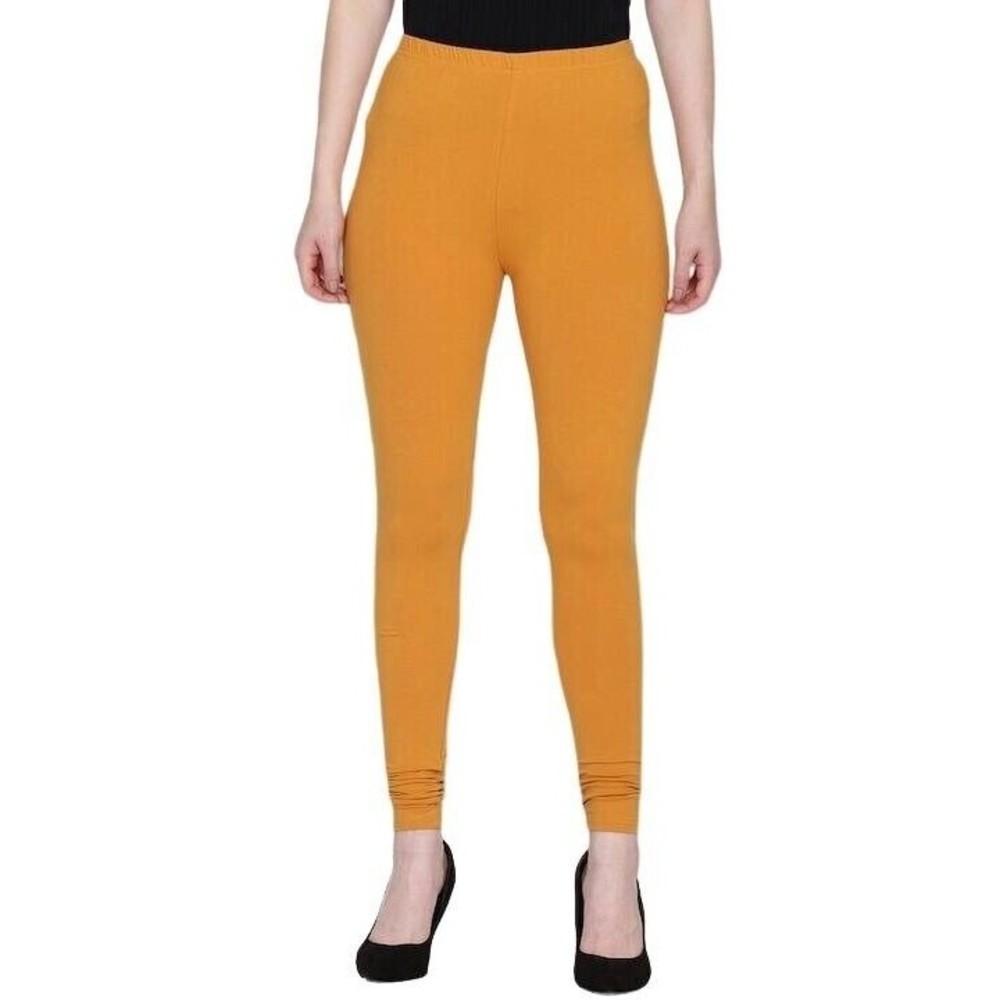 X-Plus Size Womens Buttery Soft Basic Solid Leggings Mustard